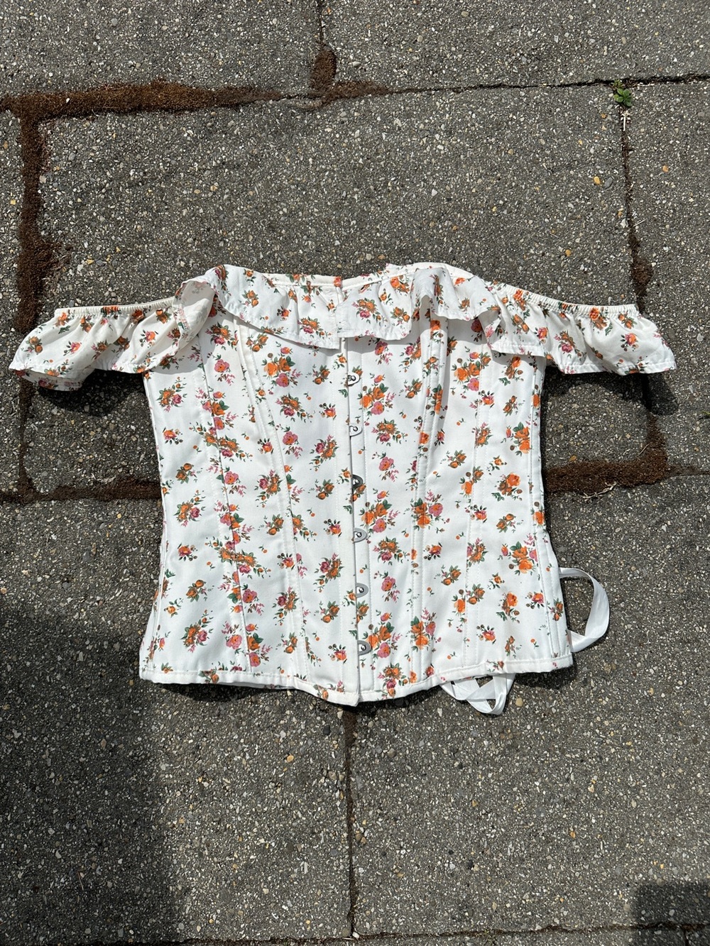 Corset Story Vintage Inspired Floral Ruffle Straight Line Corset UK 14 / US 10